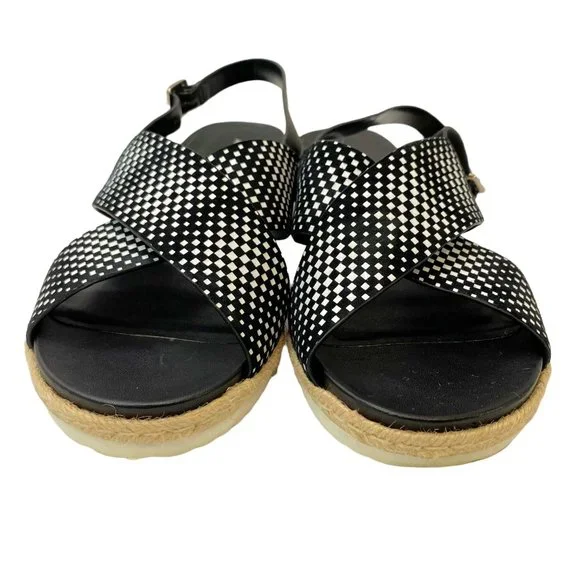 Alex Marie Wedge Sandals Size 9.5 Women Navy White Casual Slip On Sling Back Sho - Picture 6 of 8